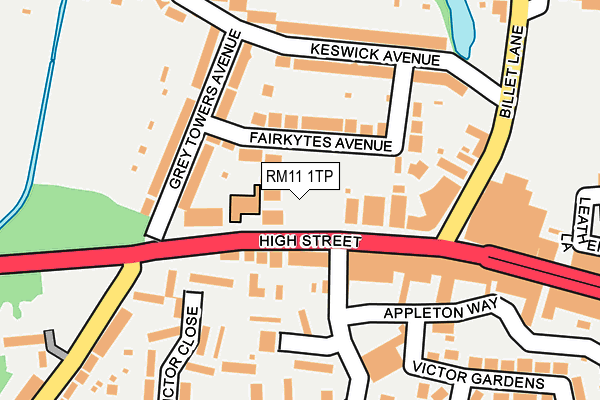 RM11 1TP map - OS OpenMap – Local (Ordnance Survey)