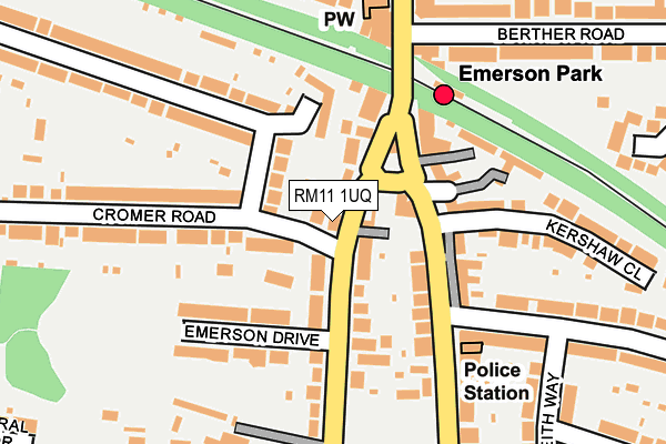 RM11 1UQ map - OS OpenMap – Local (Ordnance Survey)