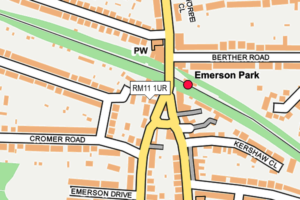 RM11 1UR map - OS OpenMap – Local (Ordnance Survey)