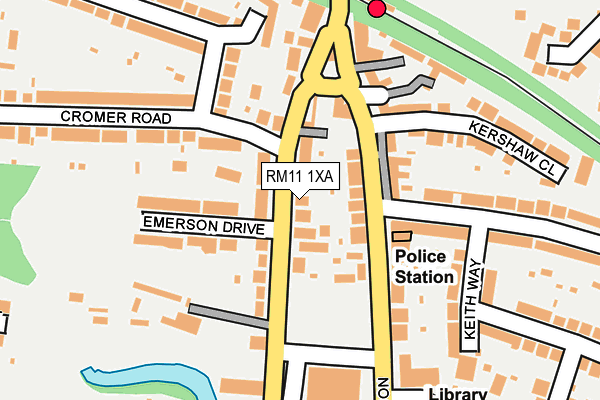 RM11 1XA map - OS OpenMap – Local (Ordnance Survey)