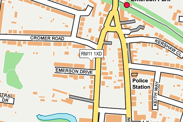 RM11 1XD map - OS OpenMap – Local (Ordnance Survey)