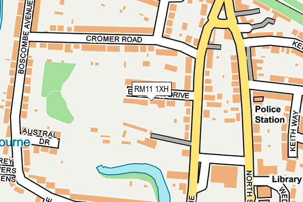 RM11 1XH map - OS OpenMap – Local (Ordnance Survey)