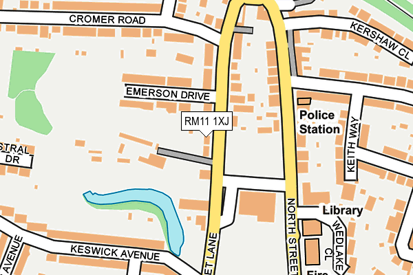 RM11 1XJ map - OS OpenMap – Local (Ordnance Survey)