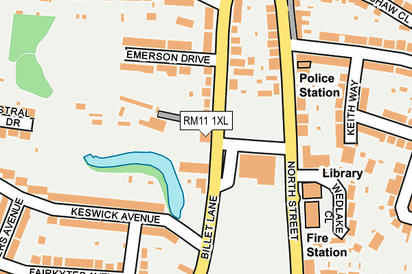 RM11 1XL map - OS OpenMap – Local (Ordnance Survey)