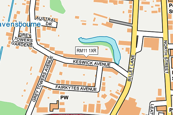 RM11 1XR map - OS OpenMap – Local (Ordnance Survey)