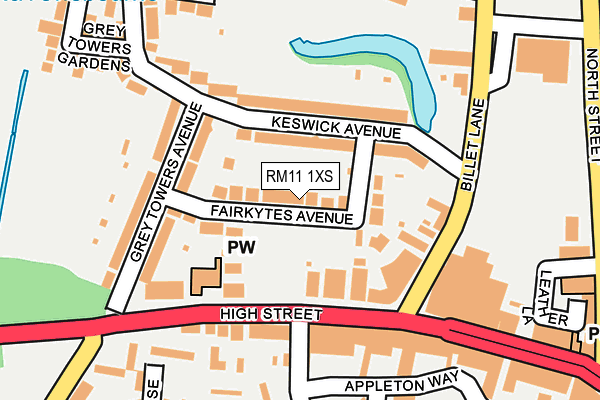 RM11 1XS map - OS OpenMap – Local (Ordnance Survey)