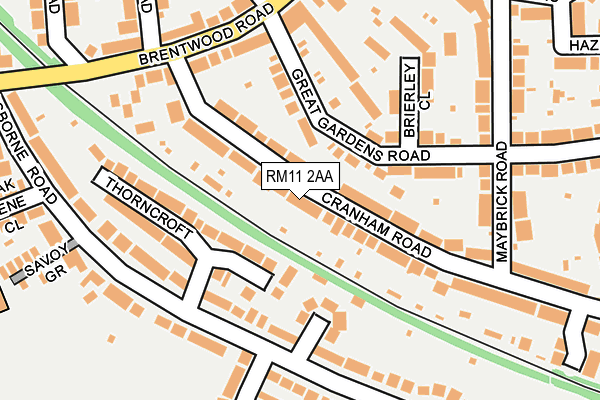 RM11 2AA map - OS OpenMap – Local (Ordnance Survey)