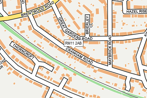 RM11 2AB map - OS OpenMap – Local (Ordnance Survey)