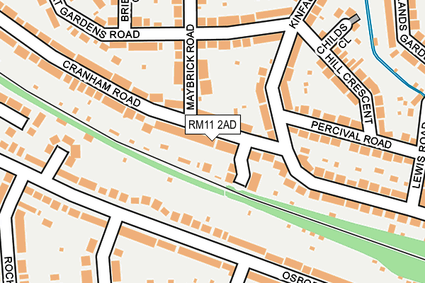 RM11 2AD map - OS OpenMap – Local (Ordnance Survey)