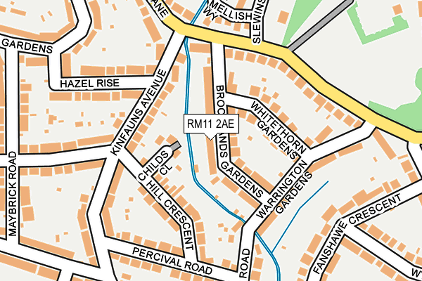 RM11 2AE map - OS OpenMap – Local (Ordnance Survey)