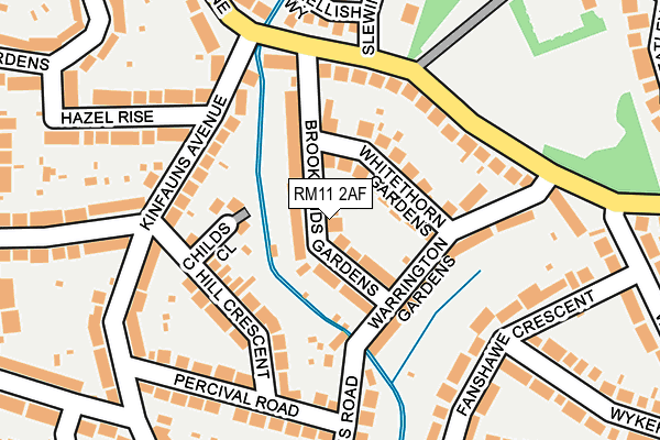 RM11 2AF map - OS OpenMap – Local (Ordnance Survey)