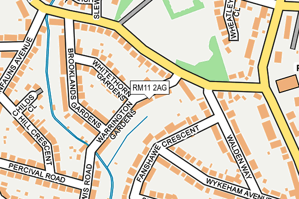 RM11 2AG map - OS OpenMap – Local (Ordnance Survey)