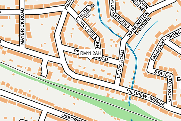 RM11 2AH map - OS OpenMap – Local (Ordnance Survey)
