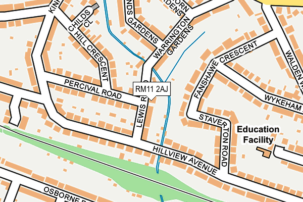 RM11 2AJ map - OS OpenMap – Local (Ordnance Survey)