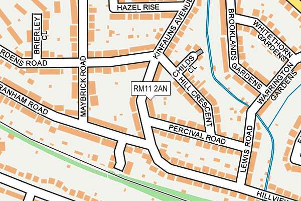 RM11 2AN map - OS OpenMap – Local (Ordnance Survey)