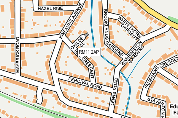 RM11 2AP map - OS OpenMap – Local (Ordnance Survey)