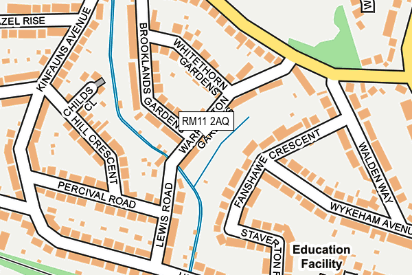 RM11 2AQ map - OS OpenMap – Local (Ordnance Survey)