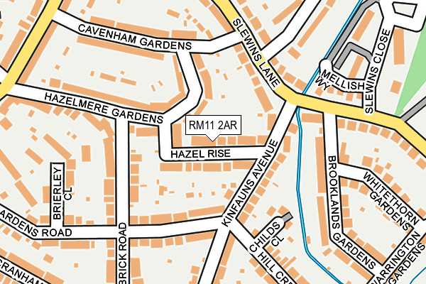 RM11 2AR map - OS OpenMap – Local (Ordnance Survey)