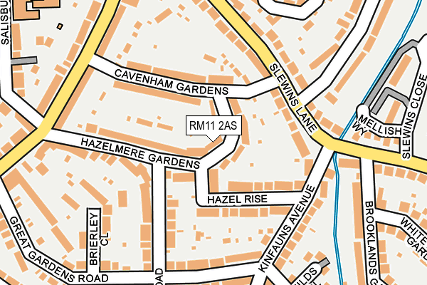 RM11 2AS map - OS OpenMap – Local (Ordnance Survey)