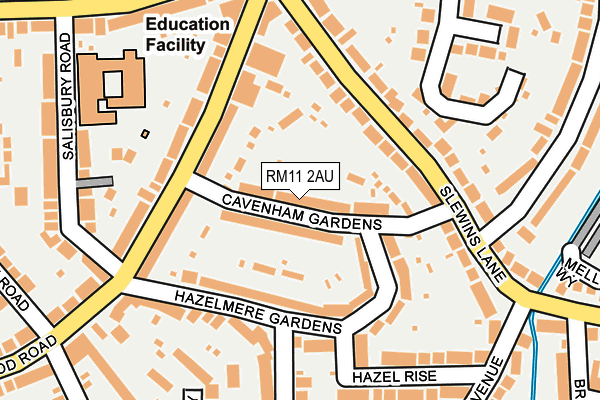 RM11 2AU map - OS OpenMap – Local (Ordnance Survey)