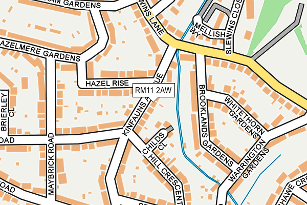 RM11 2AW map - OS OpenMap – Local (Ordnance Survey)