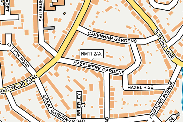 RM11 2AX map - OS OpenMap – Local (Ordnance Survey)