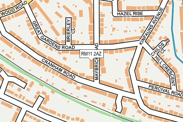 RM11 2AZ map - OS OpenMap – Local (Ordnance Survey)