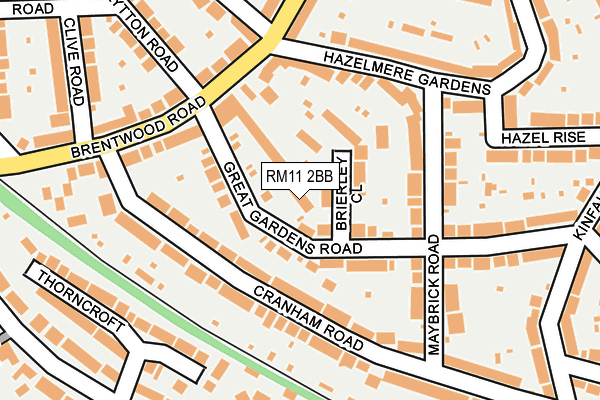 RM11 2BB map - OS OpenMap – Local (Ordnance Survey)