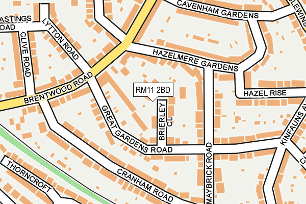 RM11 2BD map - OS OpenMap – Local (Ordnance Survey)