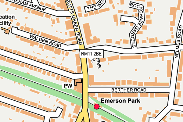 RM11 2BE map - OS OpenMap – Local (Ordnance Survey)