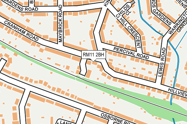 RM11 2BH map - OS OpenMap – Local (Ordnance Survey)