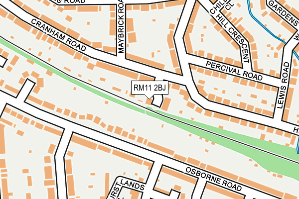RM11 2BJ map - OS OpenMap – Local (Ordnance Survey)