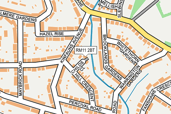 RM11 2BT map - OS OpenMap – Local (Ordnance Survey)