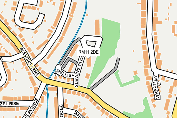 RM11 2DE map - OS OpenMap – Local (Ordnance Survey)