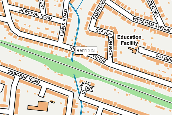 RM11 2DJ map - OS OpenMap – Local (Ordnance Survey)