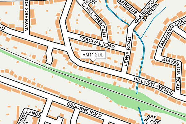 RM11 2DL map - OS OpenMap – Local (Ordnance Survey)