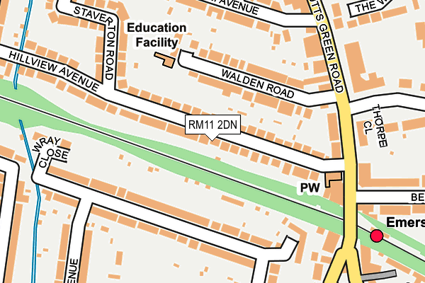 RM11 2DN map - OS OpenMap – Local (Ordnance Survey)