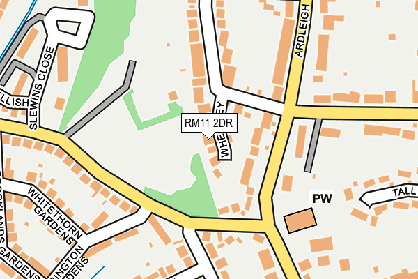 RM11 2DR map - OS OpenMap – Local (Ordnance Survey)