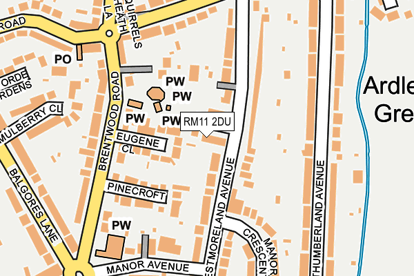 RM11 2DU map - OS OpenMap – Local (Ordnance Survey)