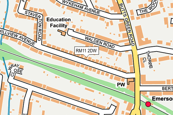 RM11 2DW map - OS OpenMap – Local (Ordnance Survey)