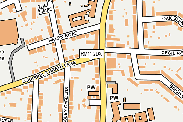 RM11 2DX map - OS OpenMap – Local (Ordnance Survey)