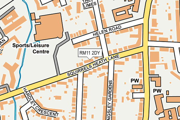 RM11 2DY map - OS OpenMap – Local (Ordnance Survey)