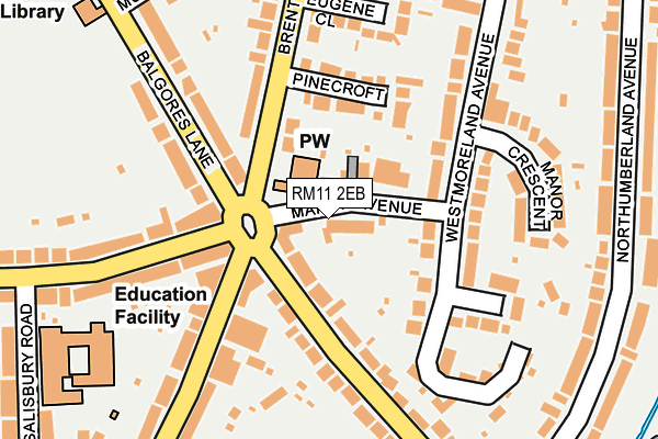 RM11 2EB map - OS OpenMap – Local (Ordnance Survey)