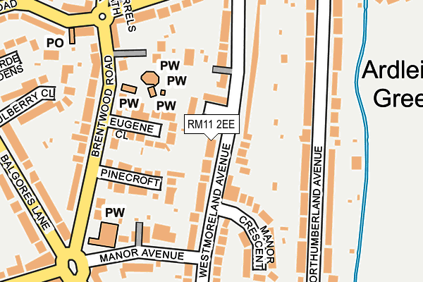 RM11 2EE map - OS OpenMap – Local (Ordnance Survey)