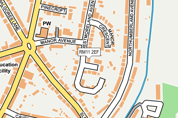 RM11 2EF map - OS OpenMap – Local (Ordnance Survey)