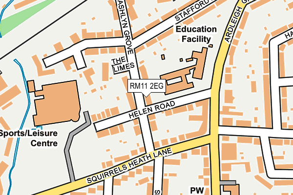 RM11 2EG map - OS OpenMap – Local (Ordnance Survey)