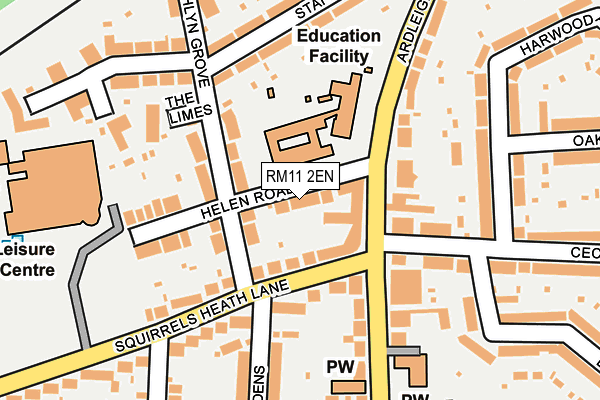 RM11 2EN map - OS OpenMap – Local (Ordnance Survey)