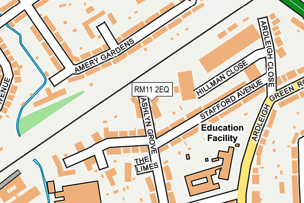 RM11 2EQ map - OS OpenMap – Local (Ordnance Survey)