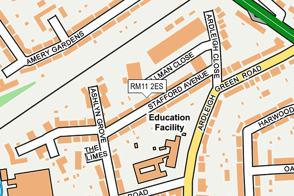 RM11 2ES map - OS OpenMap – Local (Ordnance Survey)