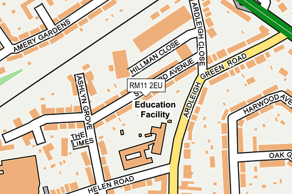 RM11 2EU map - OS OpenMap – Local (Ordnance Survey)